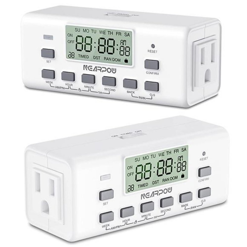 [2 Pack] Digital Timer For Lamp With Dual Outlets, Programmable Timer In Door